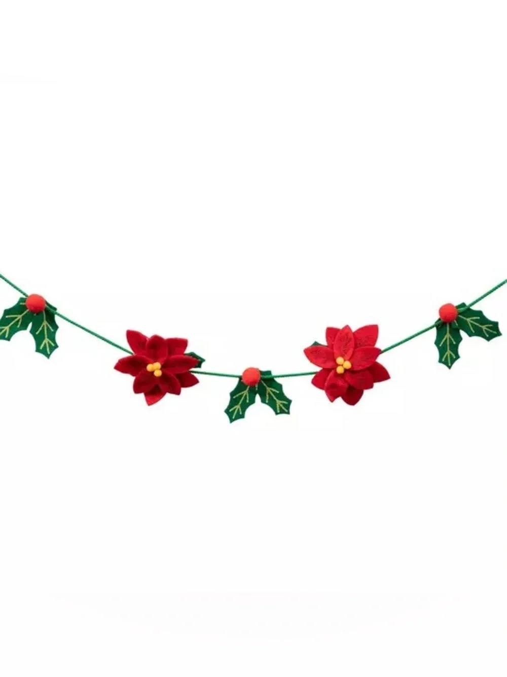 (2) Holly & Poinsettia Garland